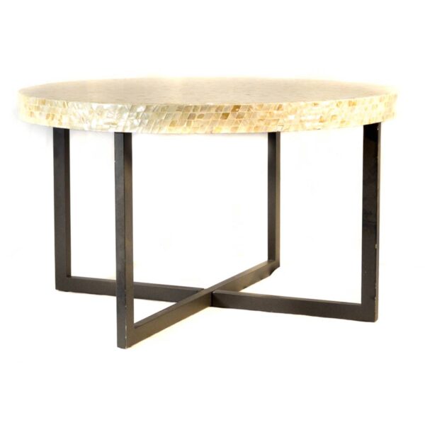 30″ ROUND MOTHER-OF-PEARL COFFEE TABLE