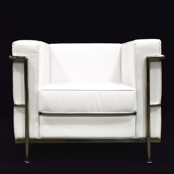 CHROME & LEATHER WHITE STAGE CHAIR