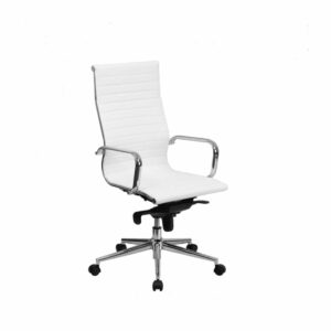 WHITE LEATHER EXECUTIVE OFFICE CHAIR